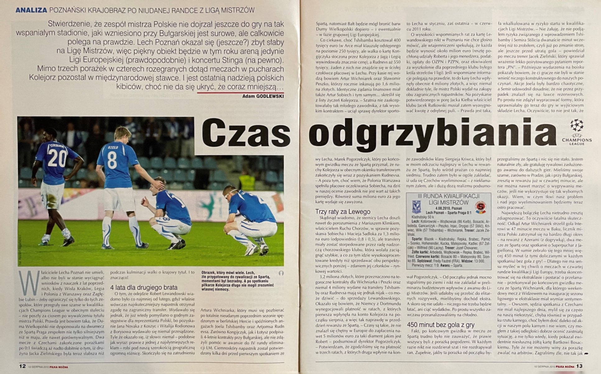 Piłka Nożna po meczu Lech Poznań - Sparta Praga 0:1 (04.08.2010)
