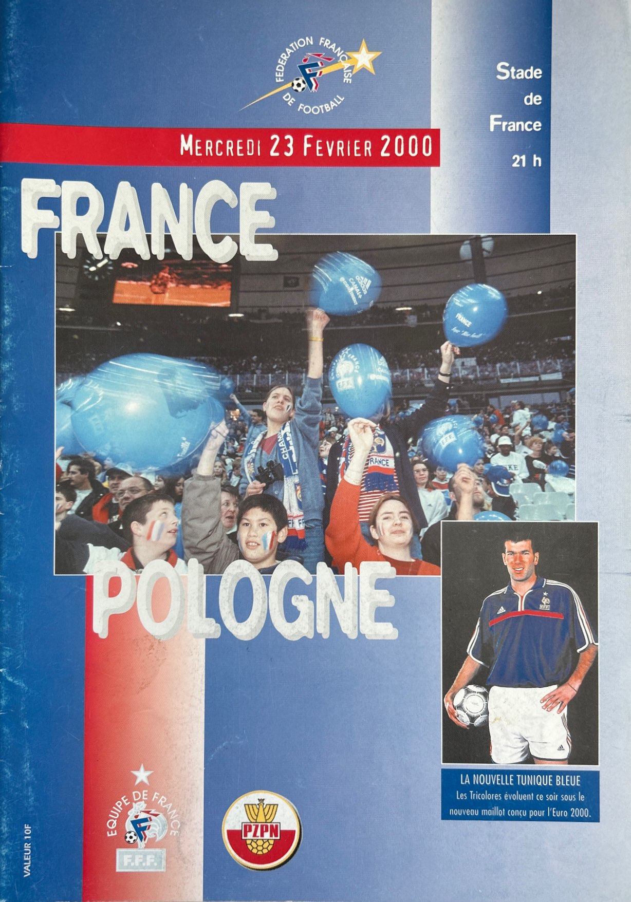 Program meczowy Francja - Polska 1:0 (23.02.2000)
