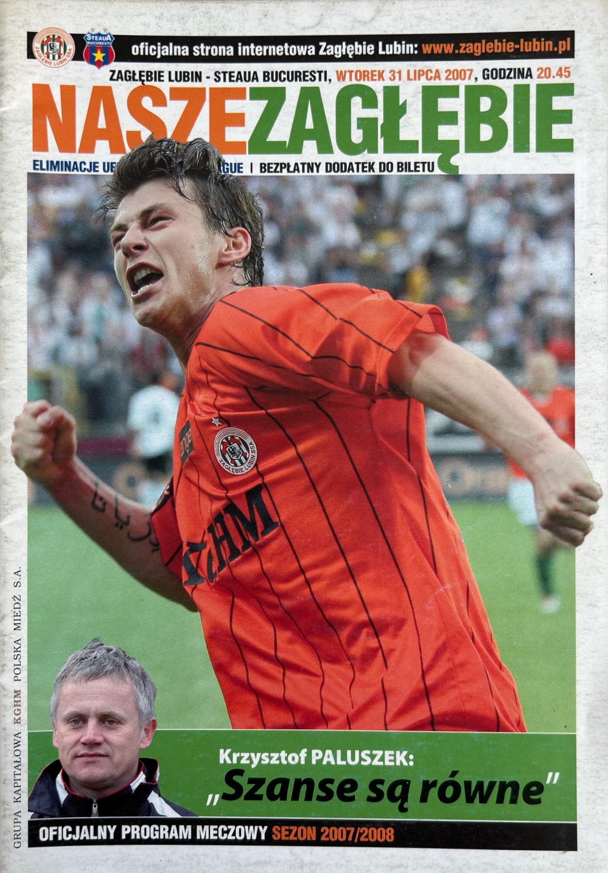 Program meczowy Zagłębie Lubin - Steaua Bukareszt 0:1 (31.07.2007)