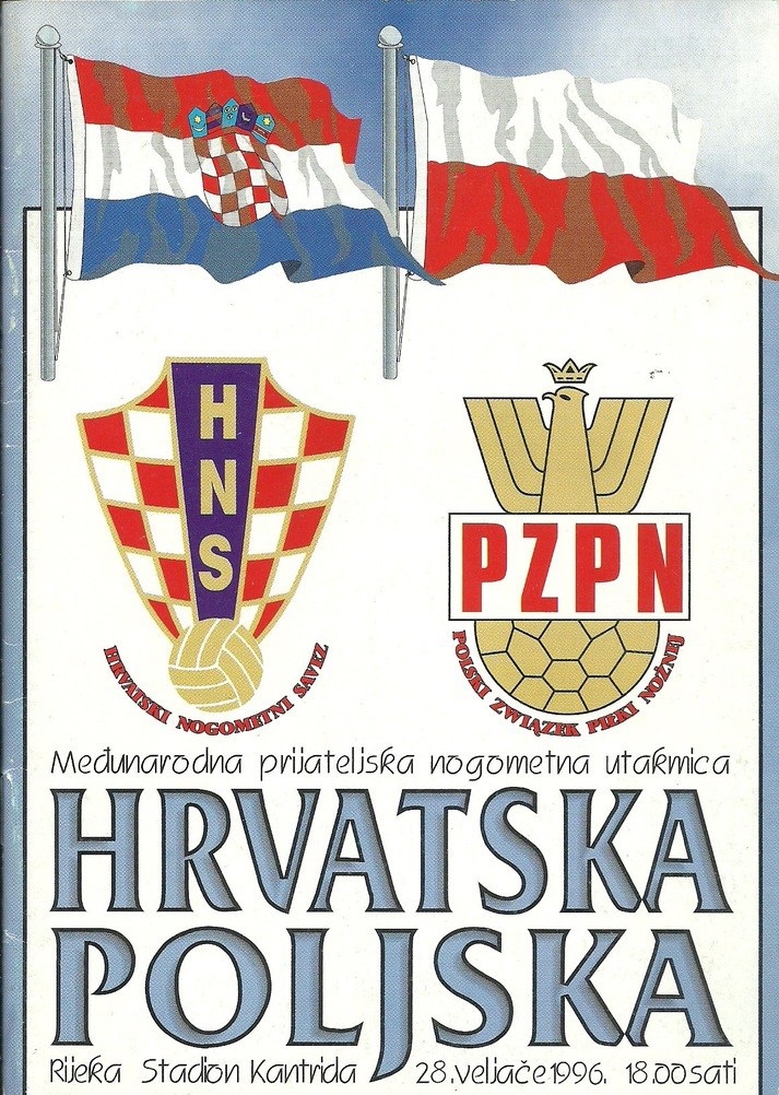 Program meczowy Chorwacja - Polska 2:1 (28.02.1996)