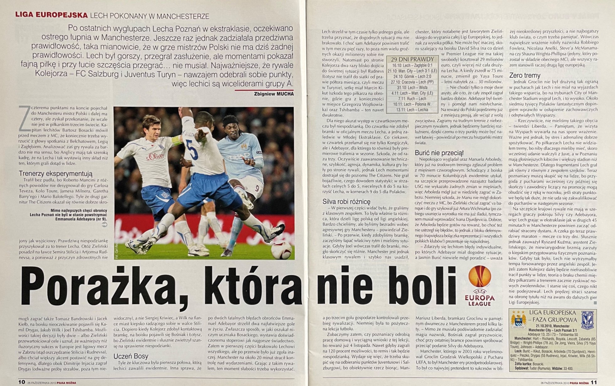 Piłka Nożna po meczu Manchester City - Lech Poznań 3:1 (21.10.2010)