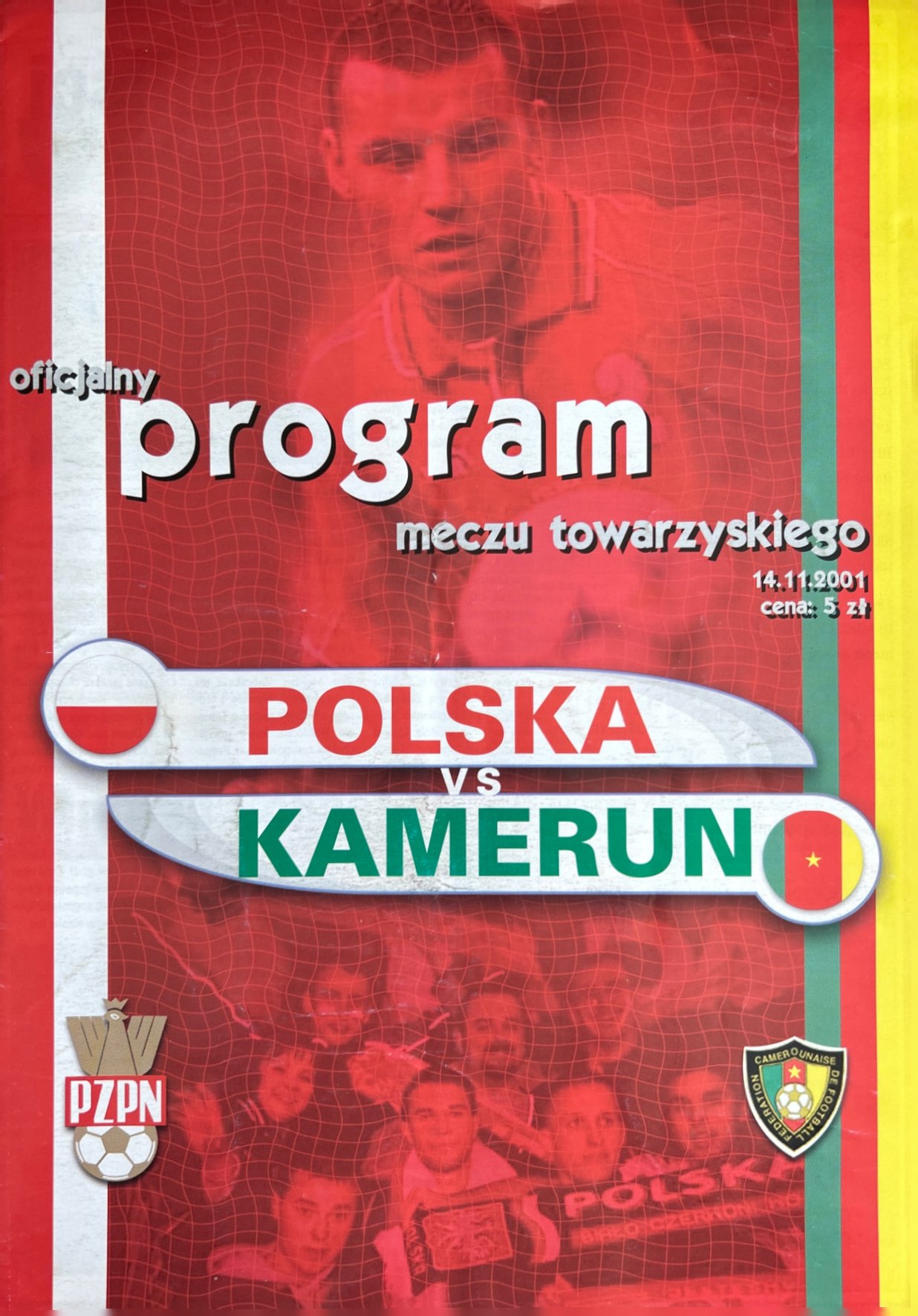 Program meczowy Polska - Kamerun 0:0 (14.11.2001)