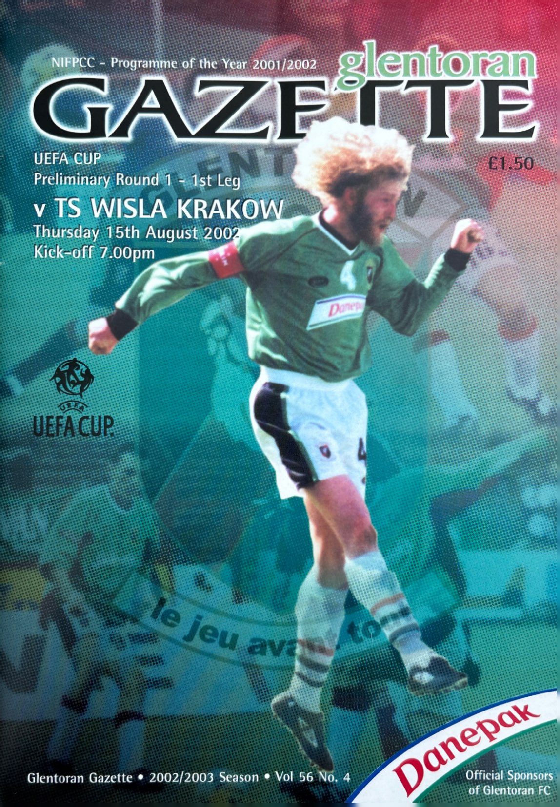 Program meczowy Glentoran FC - Wisła Kraków 0:2 (15.08.2002)