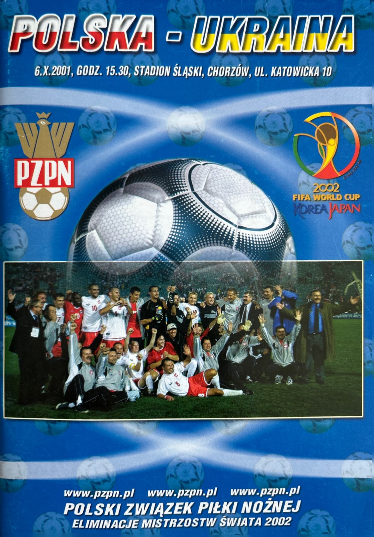 Program meczowy Polska - Ukraina 1:1 (06.10.2001)