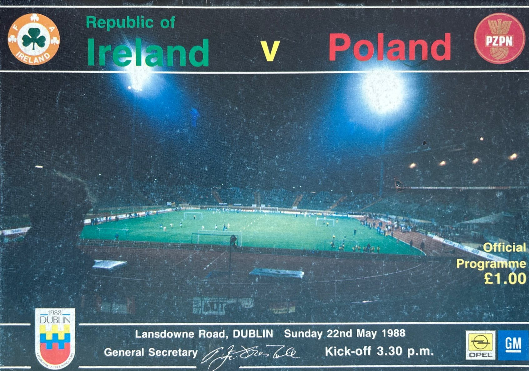 Program meczowy Irlandia - Polska 3:1 (22.05.1988)