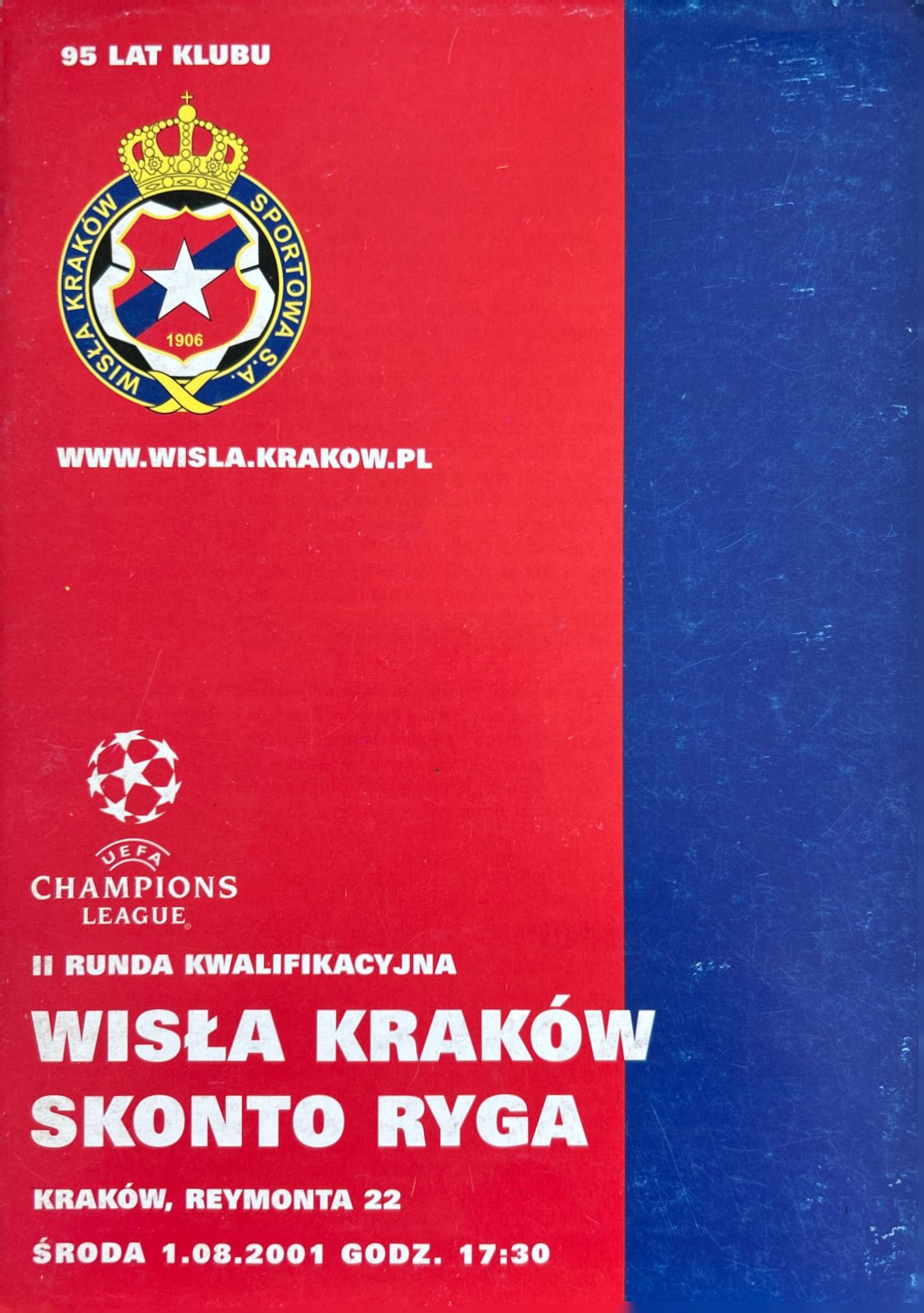 Program meczowy Wisła Kraków - Skonto Ryga 1:0 (01.08.2001)