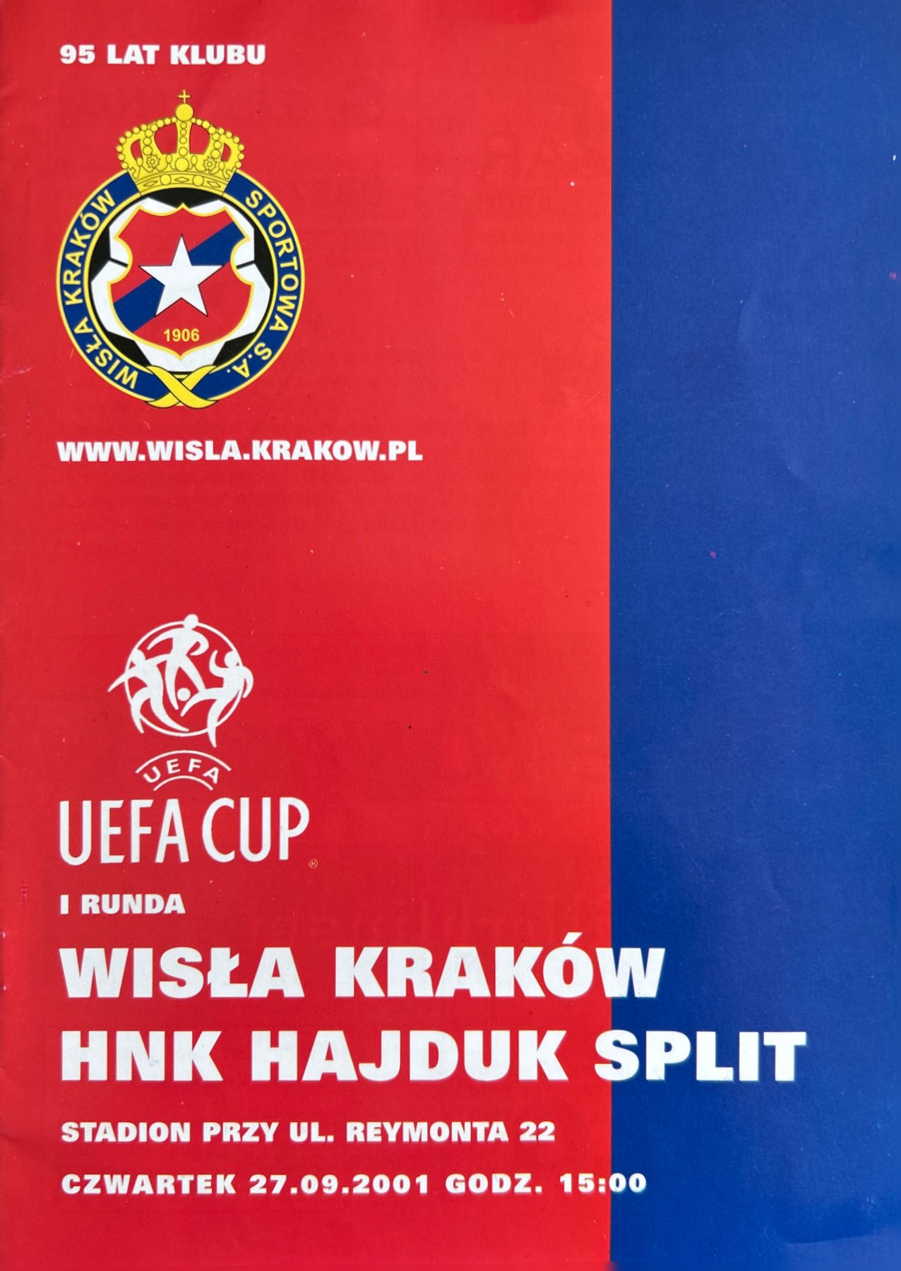 Program meczowy Wisła Kraków - Hajduk Split 1:0 (27.09.2001)