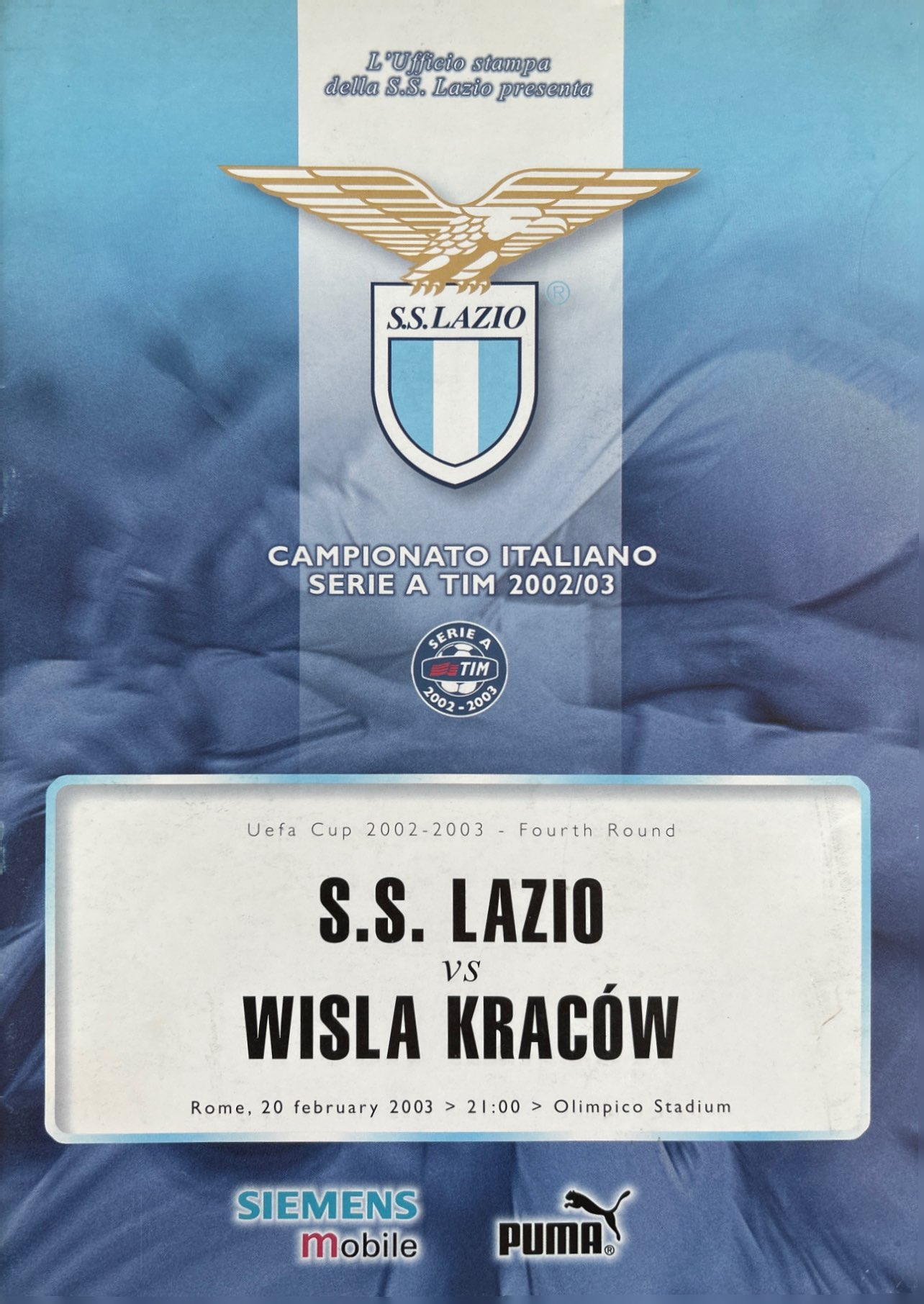 Program meczowy Lazio Rzym - Wisła Kraków 3:3 (20.02.2003)
