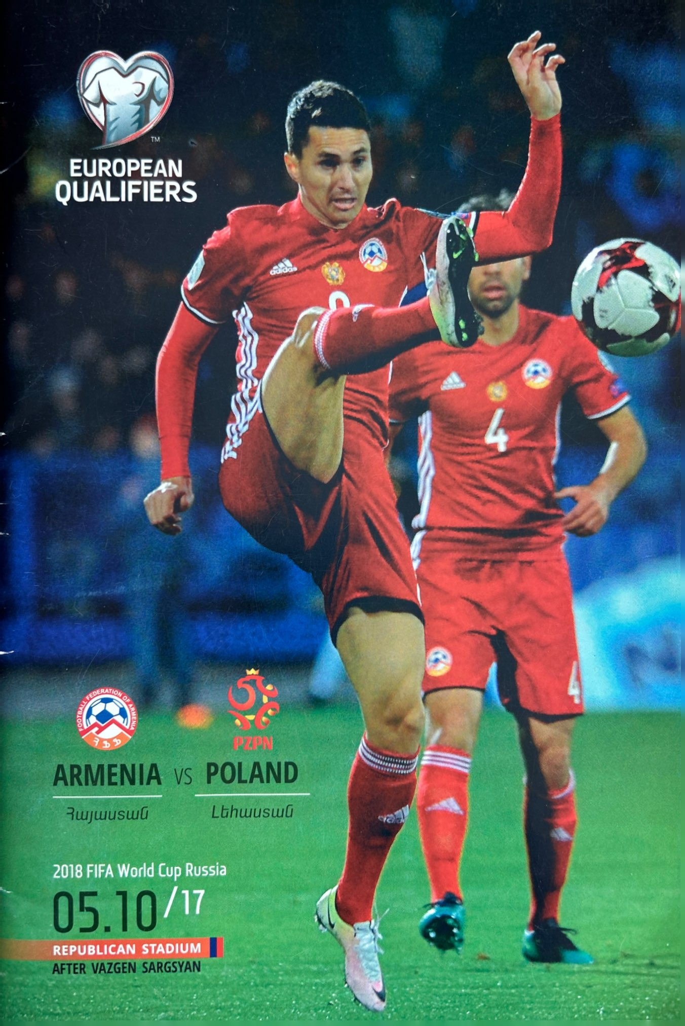 Program meczowy Armenia - Polska 1:6 (05.10.2017)
