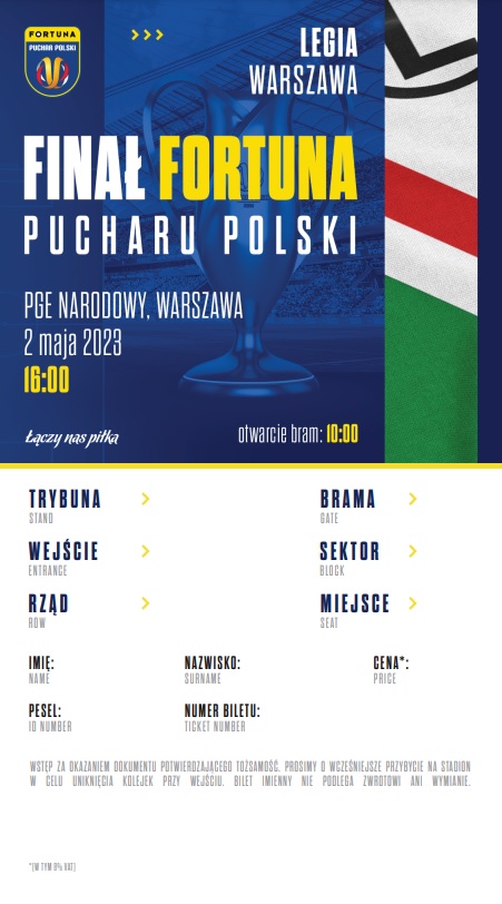 Legia Warszawa - Raków Częstochowa 0:0, k. 6-5 (02.05.2023) Bilety