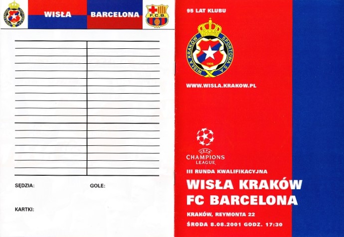 Wisła Kraków - FC Barcelona 3:4 (08.08.2001) Program meczowy