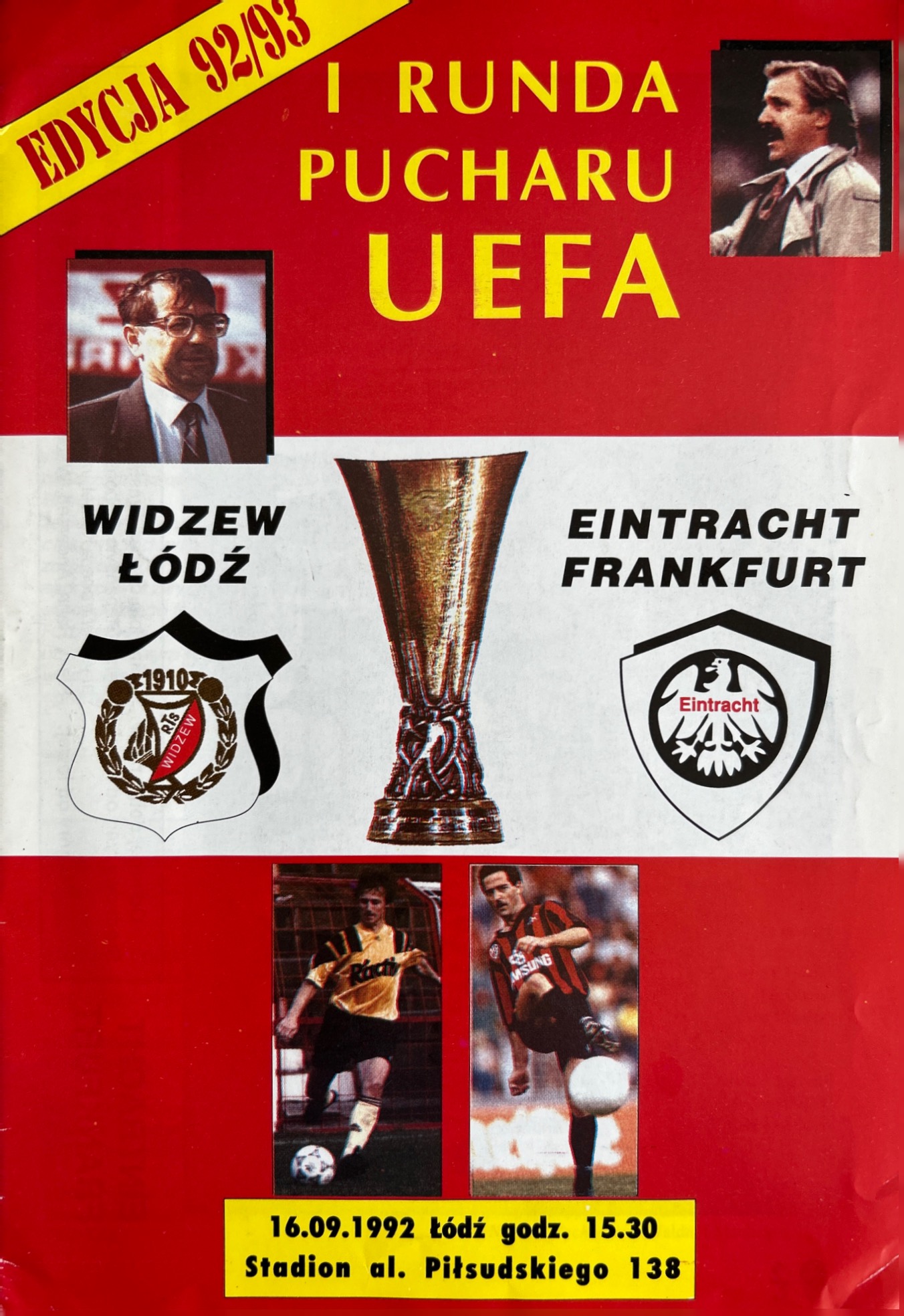 Program meczowy Widzew Łódź - Eintracht Frankfurt 2:2 (16.09.1992)