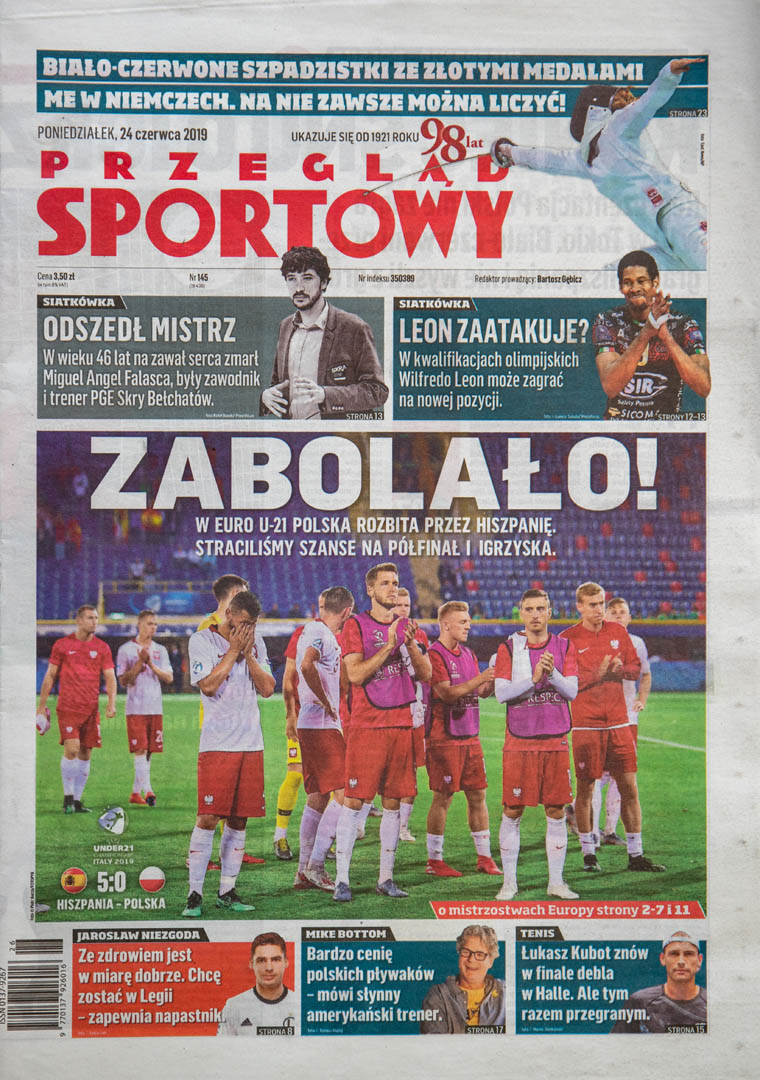Przegląd Sportowy po meczu U21 Hiszpania - Polska 5:0 (22.06.2019)