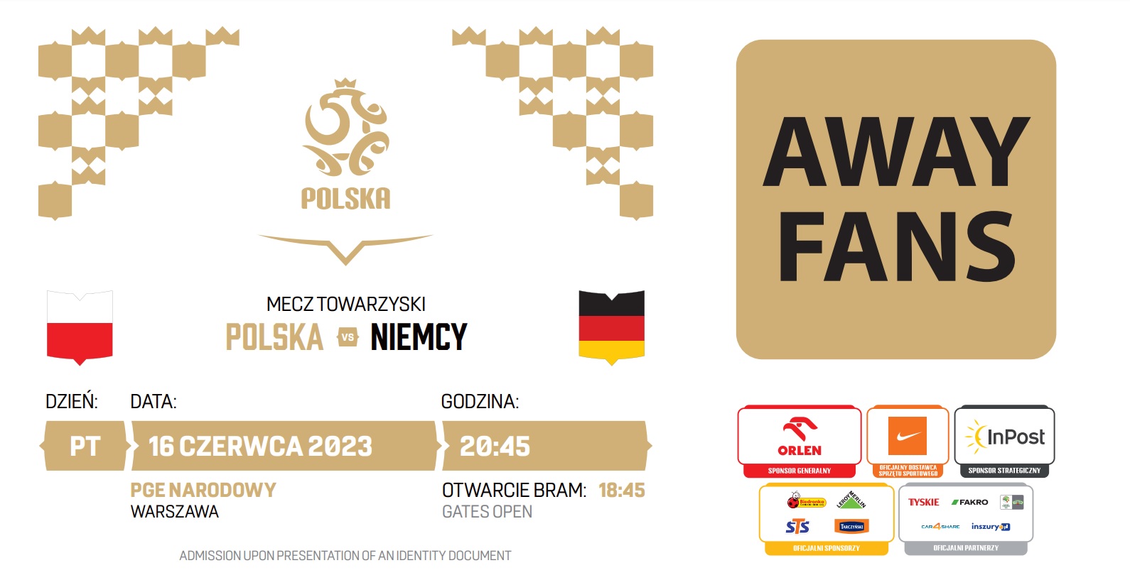Polska - Niemcy 1:0 (16.06.2023) Bilet sektor gości