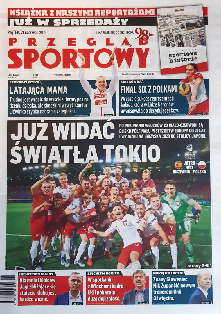Przegląd Sportowy po meczu U21 Włochy - Polska 0:1 (19.06.2019)