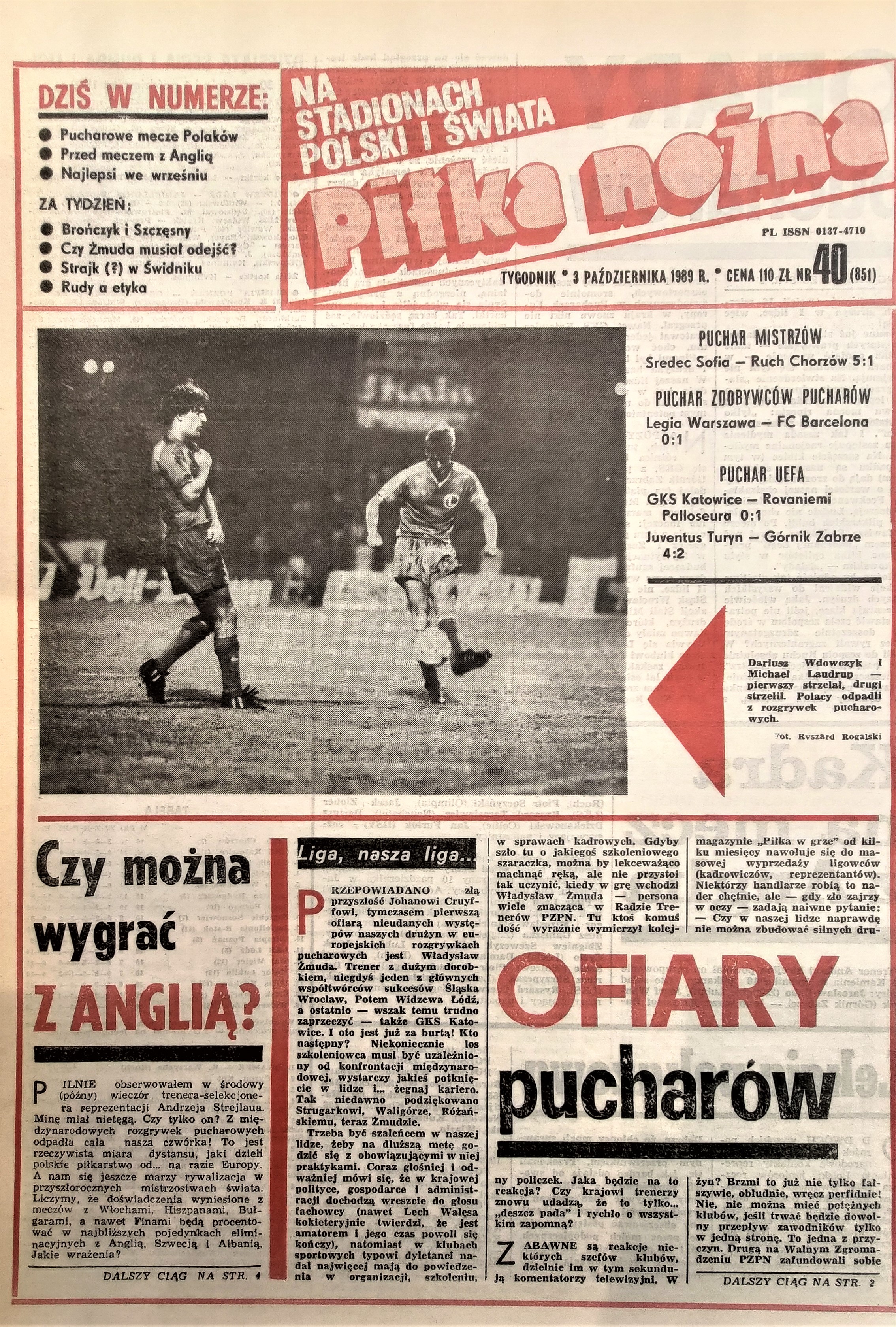 Piłka Nożna po meczu Juventus Turyn - Górnik Zabrze 4:2 (27.09.1989)