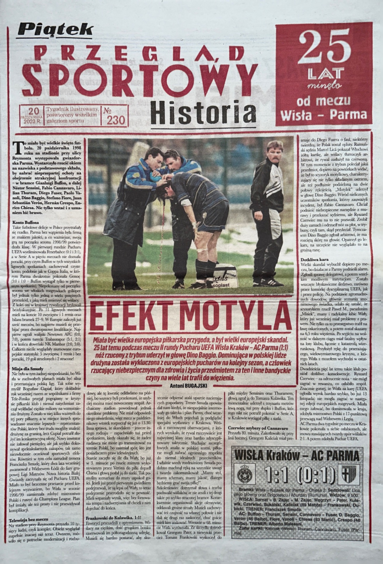 Przegląd Sportowy Historia o meczu Wisła Kraków - Parma AC 1:1 (20.10.1998)