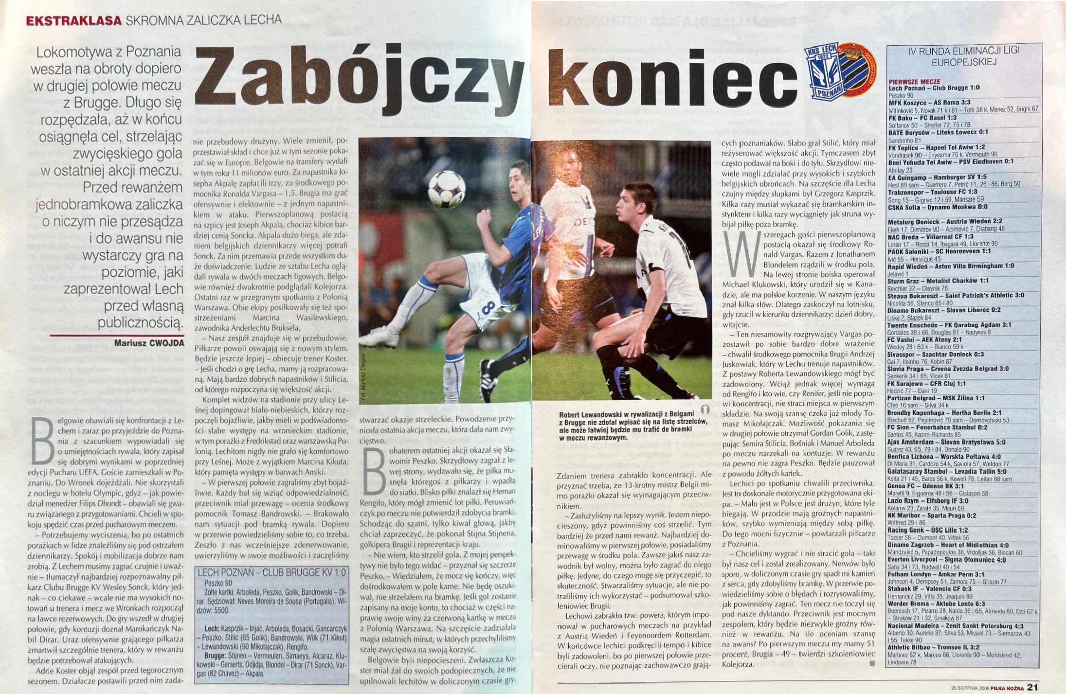 Piłka Nożna po meczu Lech Poznań - Club Brugge 1:0 (20.08.2009)