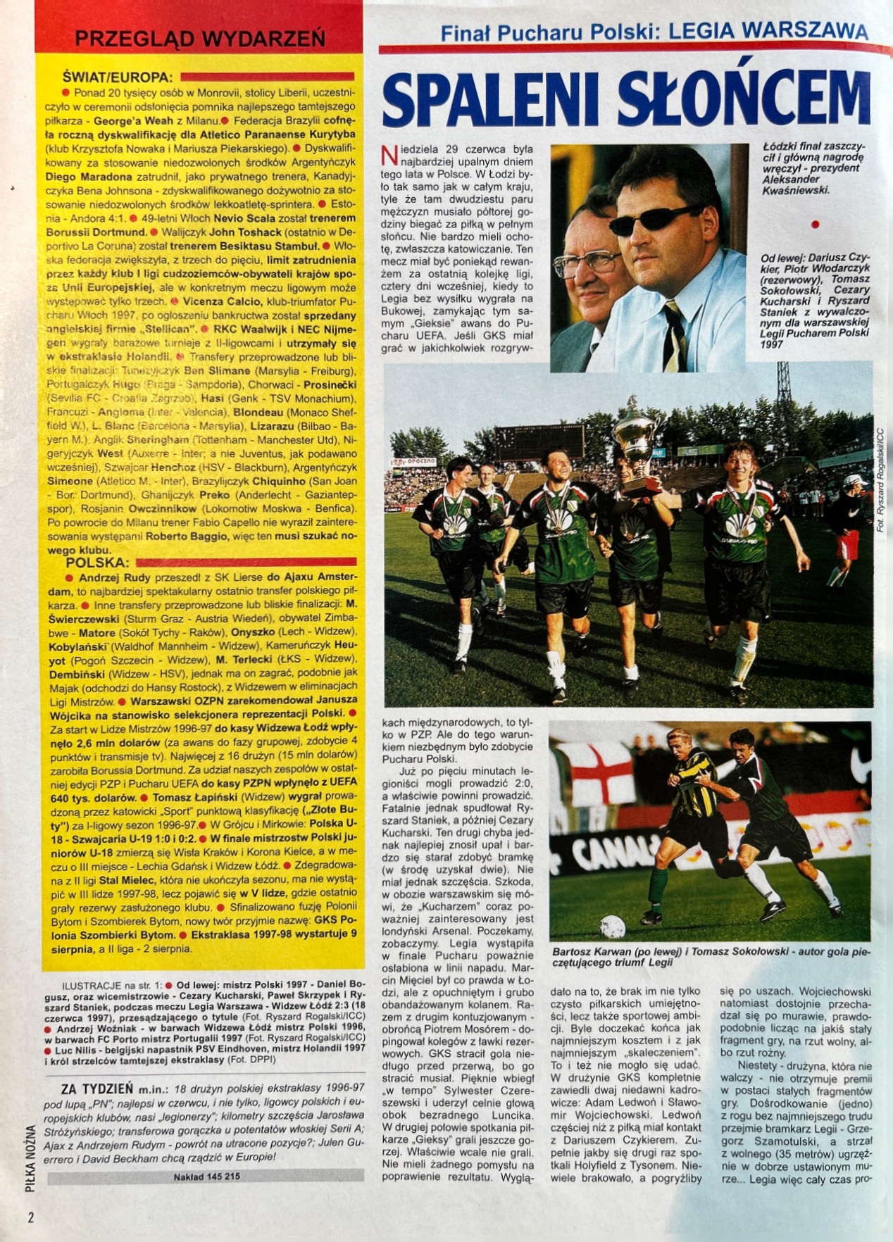 Piłka Nożna po meczu Legia Warszawa - GKS Katowice 2:0 (29.06.1997)