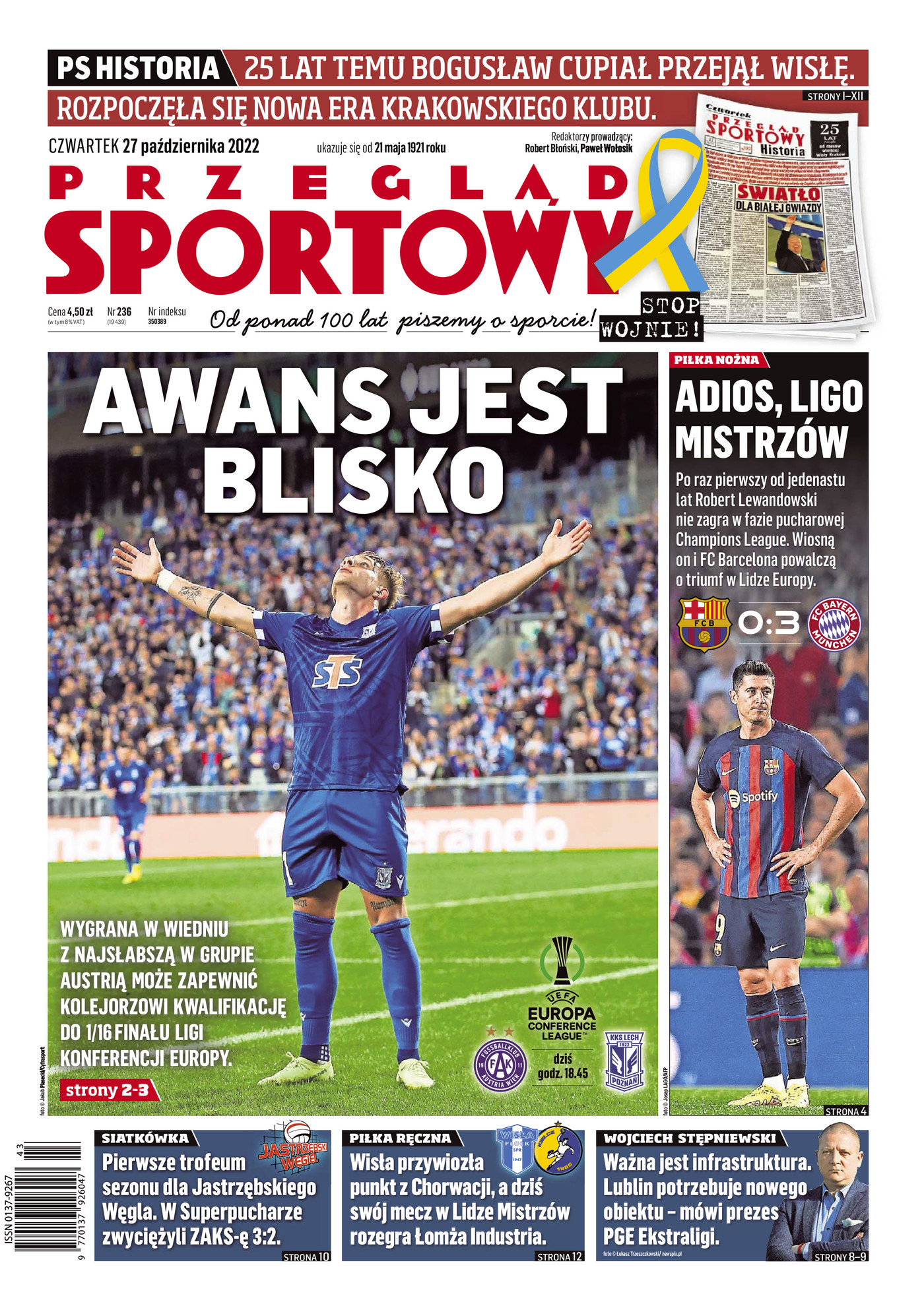 Przegląd Sportowy po meczu FC Barcelona - Bayern Monachium 0:3 (26.10.2022)