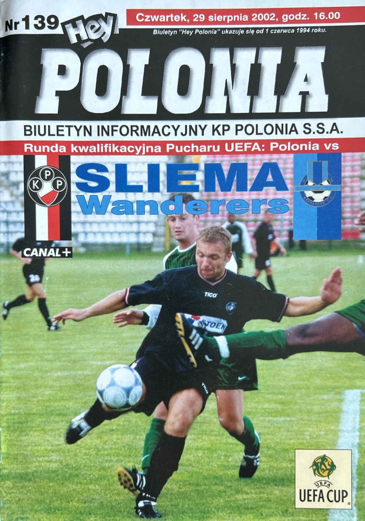 Program meczowy Polonia Warszawa - Sliema Wanderers 2:0 (29.08.2002)