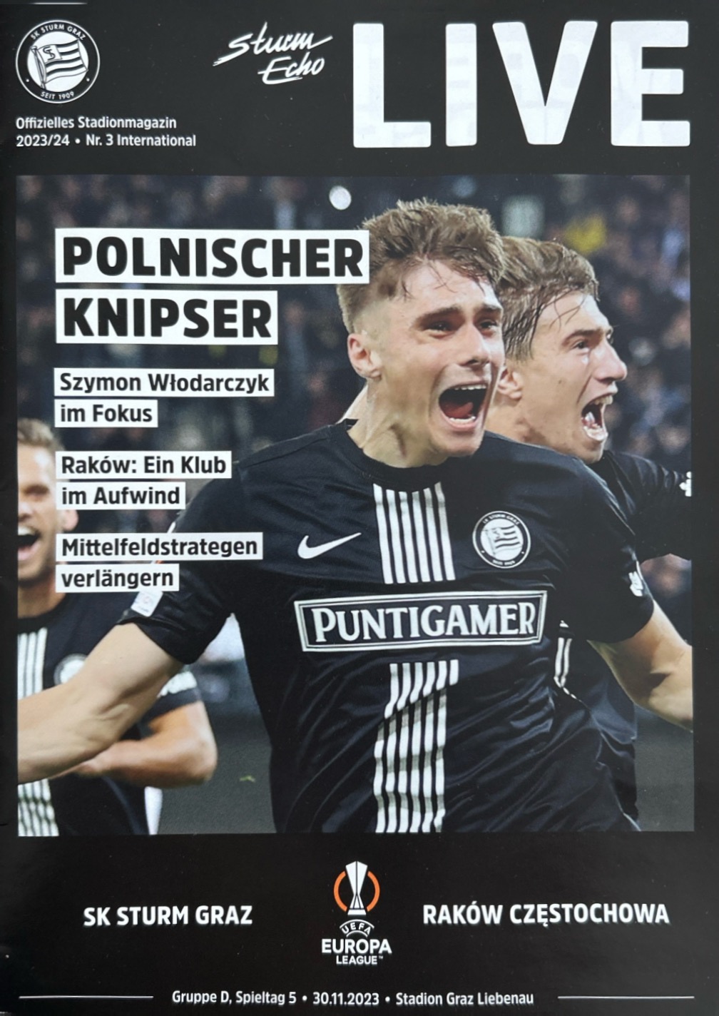 Program meczowy Sturm Graz - Raków Częstochowa 0:1 (30.11.2023)