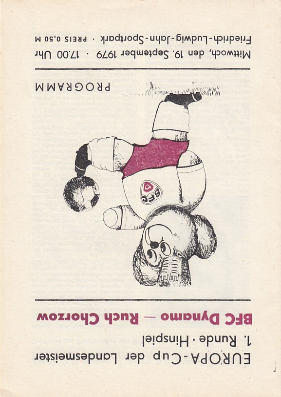 Program meczowy Dynamo Berlin - Ruch Chorzów 4:1 (19.09.1979)