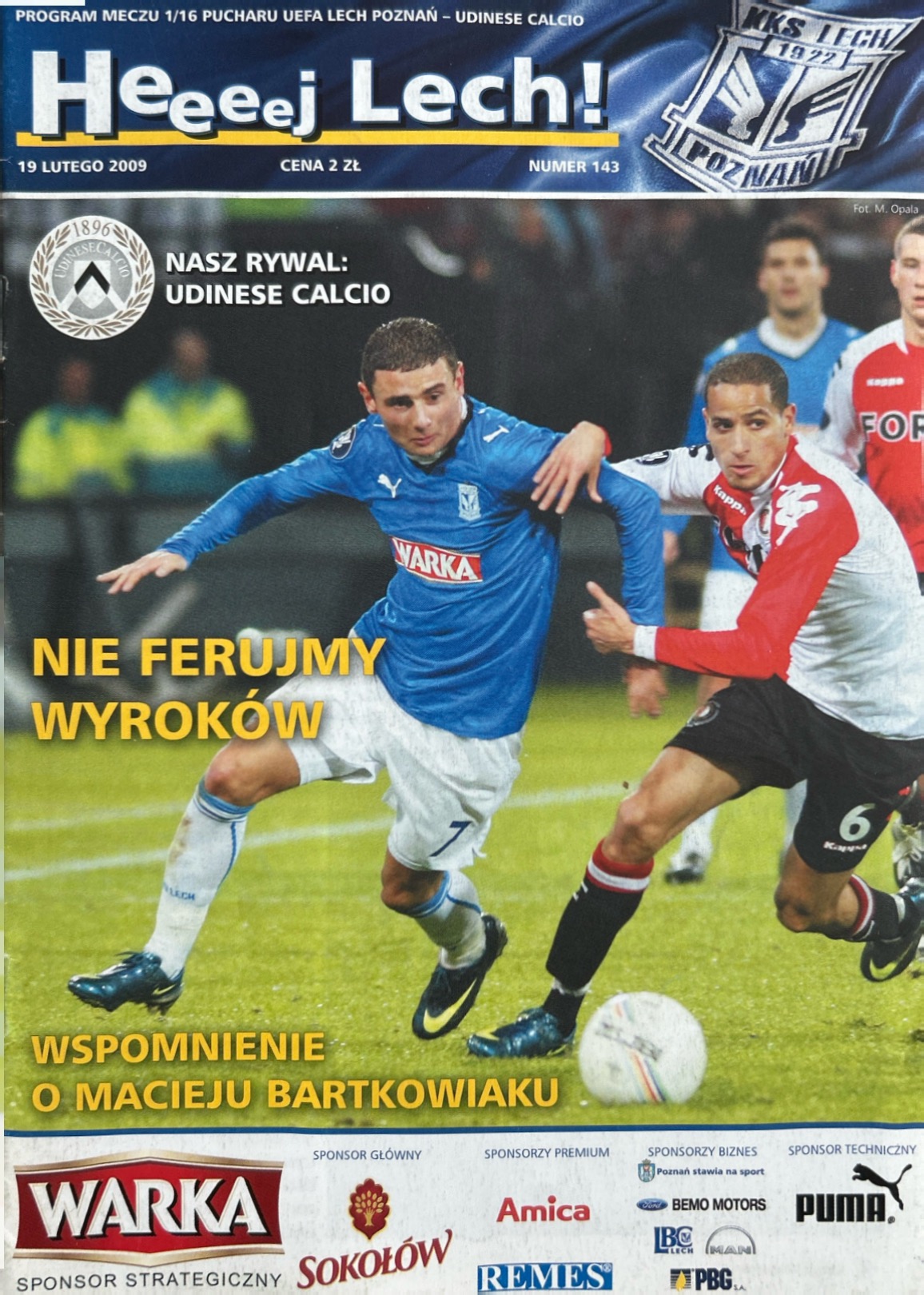 Program meczowy Lech Poznań - Udinese Calcio 2:2 (19.02.2009)
