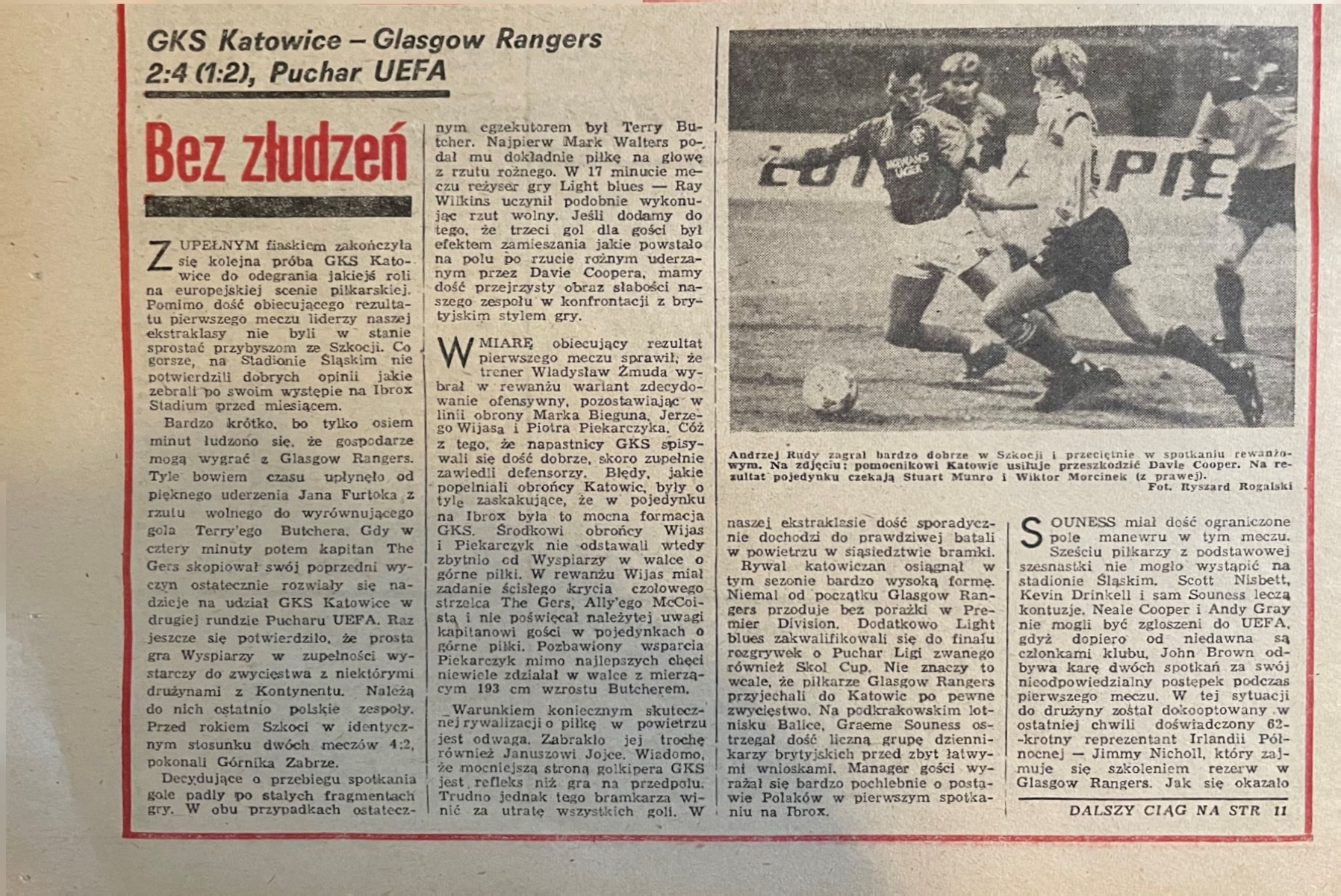 Piłka Nożna po meczu GKS Katowice - Rangers FC 2:4 (05.10.1988)