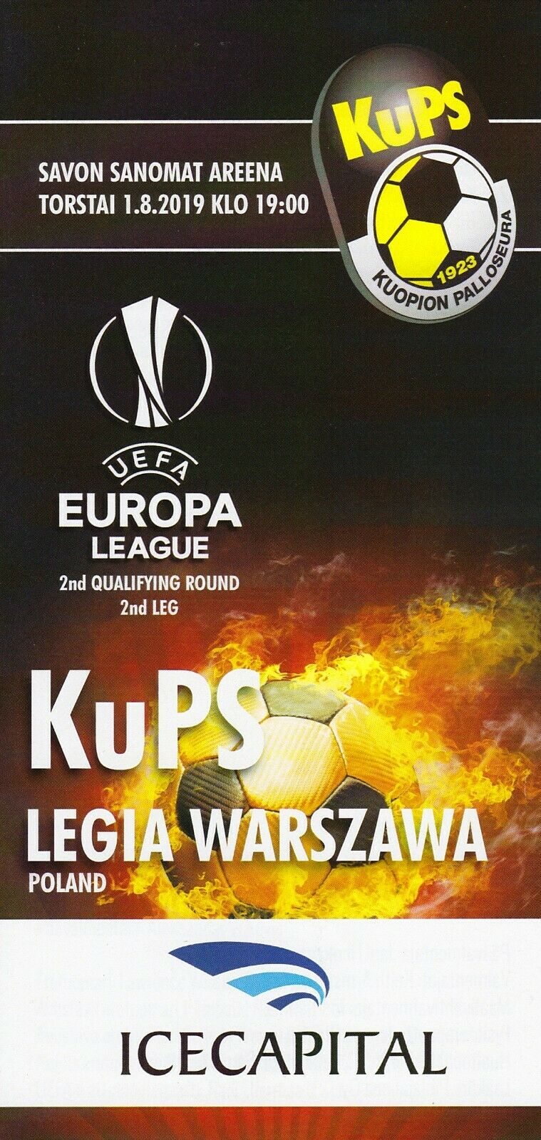 Program meczowy Kuopion Palloseura - Legia Warszawa 0:0 (01.08.2019)