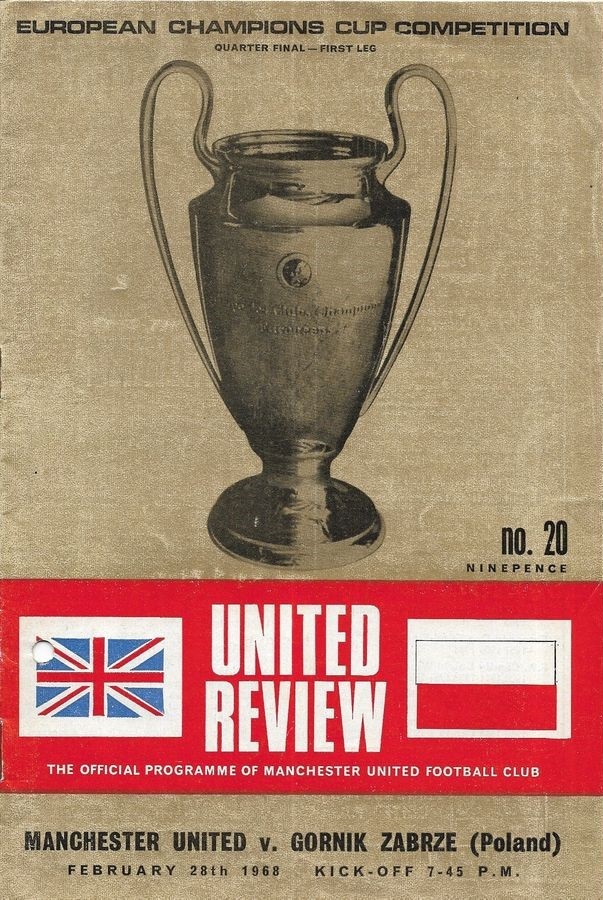 Program meczowy Manchester United - Górnik Zabrze 2:0 (28.02.1968)