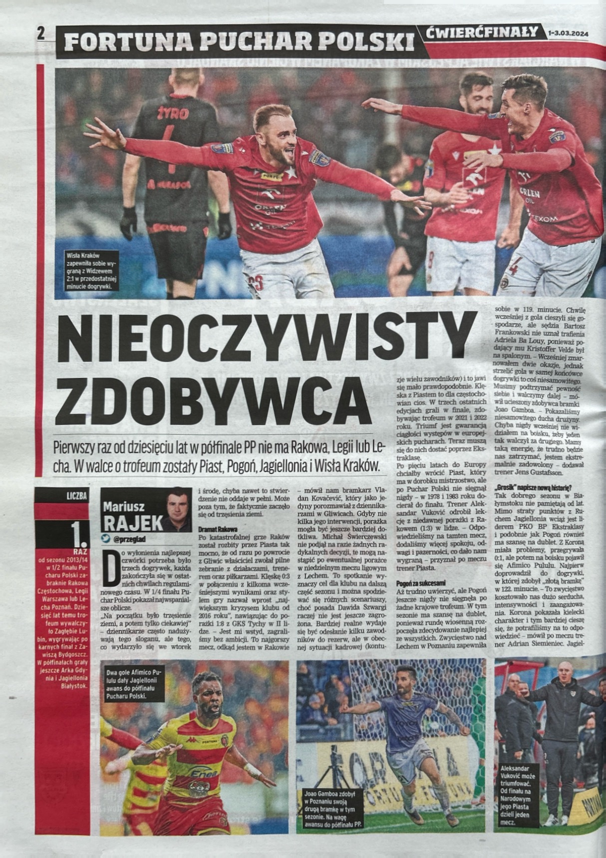 Przegląd Sportowy po meczach ćwierćfinałowych Pucharu Polski (01.03.2024)