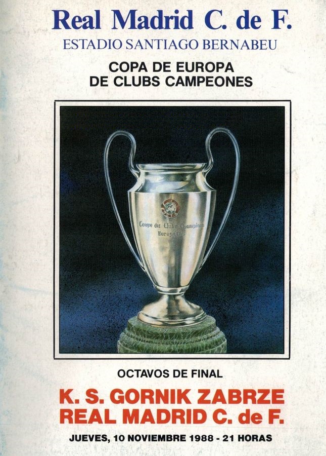 Program meczowy Real Madryt - Górnik Zabrze 3:2 (10.11.1988)