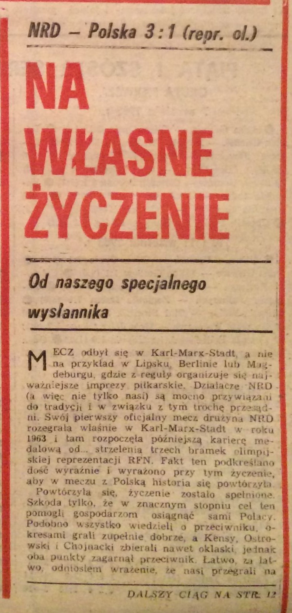 Piłka nożna po meczu NRD - Polska 3:1 (07.09.1983)