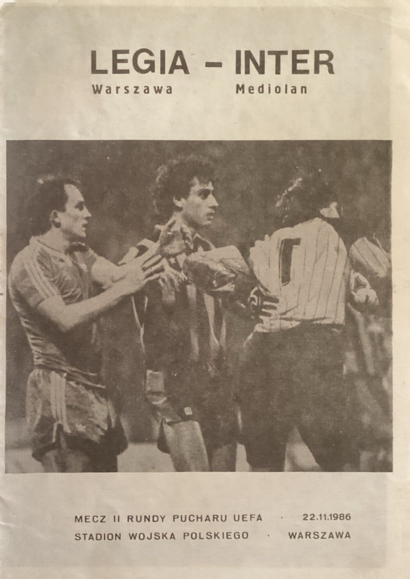 Program meczowy Legia Warszawa - Inter Mediolan 3:2 (22.10.1986)