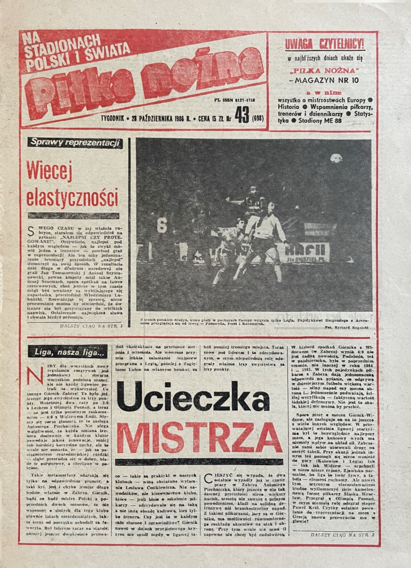 Piłka Nożna po meczu Legia Warszawa - Inter Mediolan 3:2 (22.10.1986)
