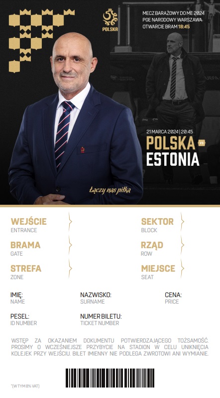 Polska - Estonia 5:1 (21.03.2023) Bilet kolekcjonerski