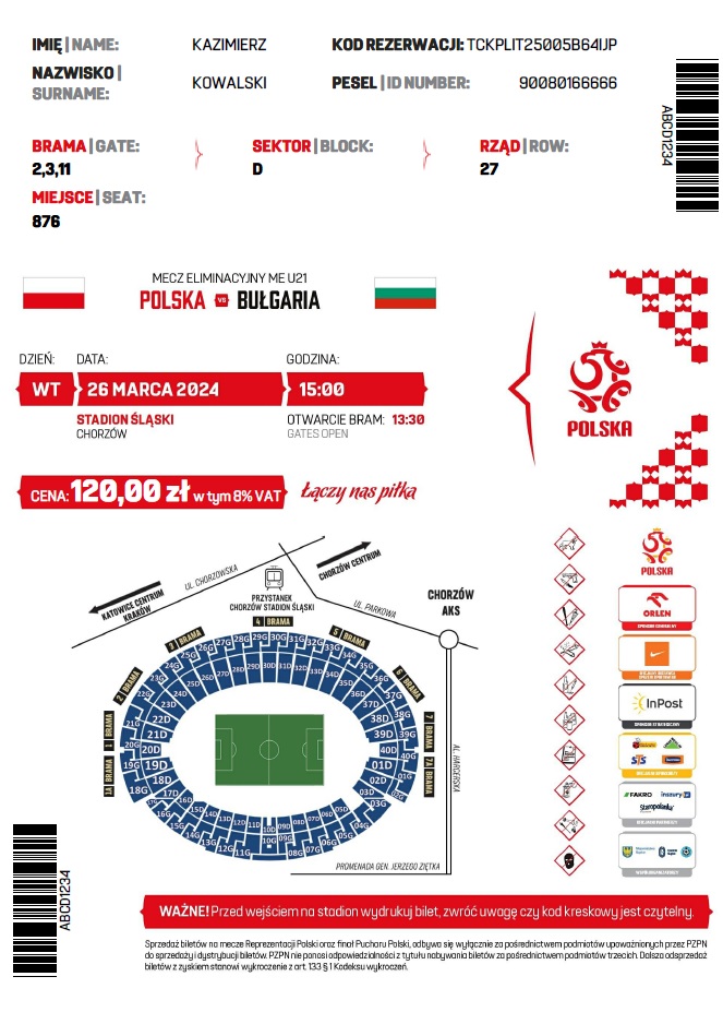 Bilet na mecz U21 Polska - Bułgaria 0:1 (26.03.2024)