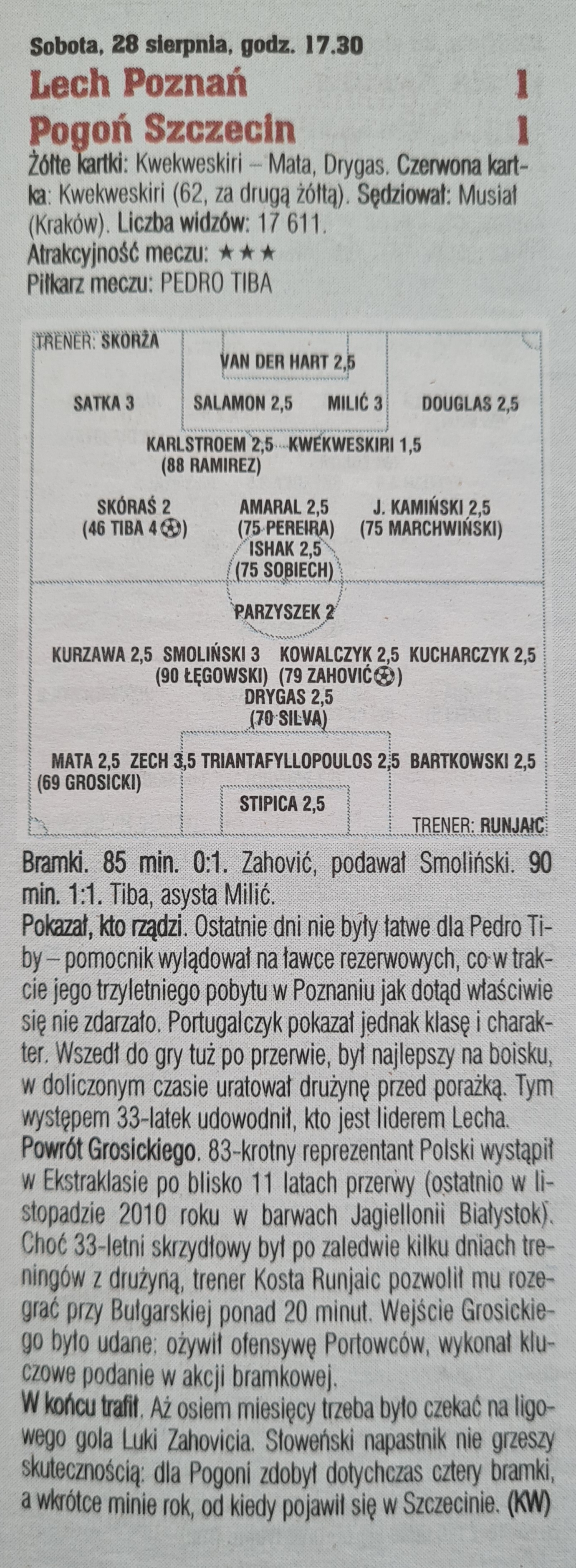 Lech Poznań - Pogoń Szczecin 1:1, 28.08.2021 Tygodnik Piłka Nożna