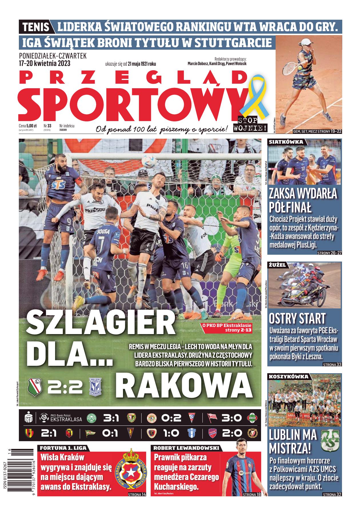 Przegląd Sportowy po meczu Legia Warszawa - Lech Poznań 2:2 (16.04.2023)