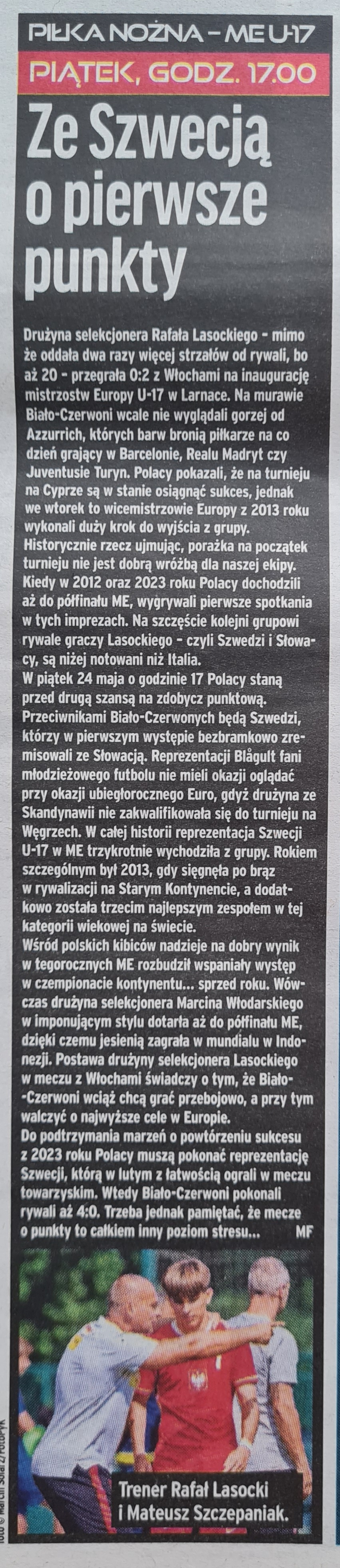 Włochy - Polska 2:0 U17 (21.05.2024) Przegląd Sportowy