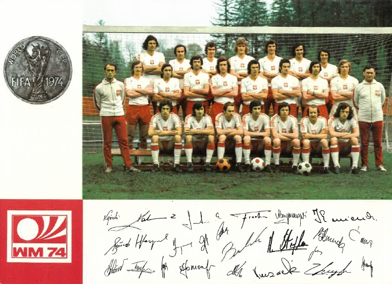 Pocztówka kadra Polski na MŚ 1974