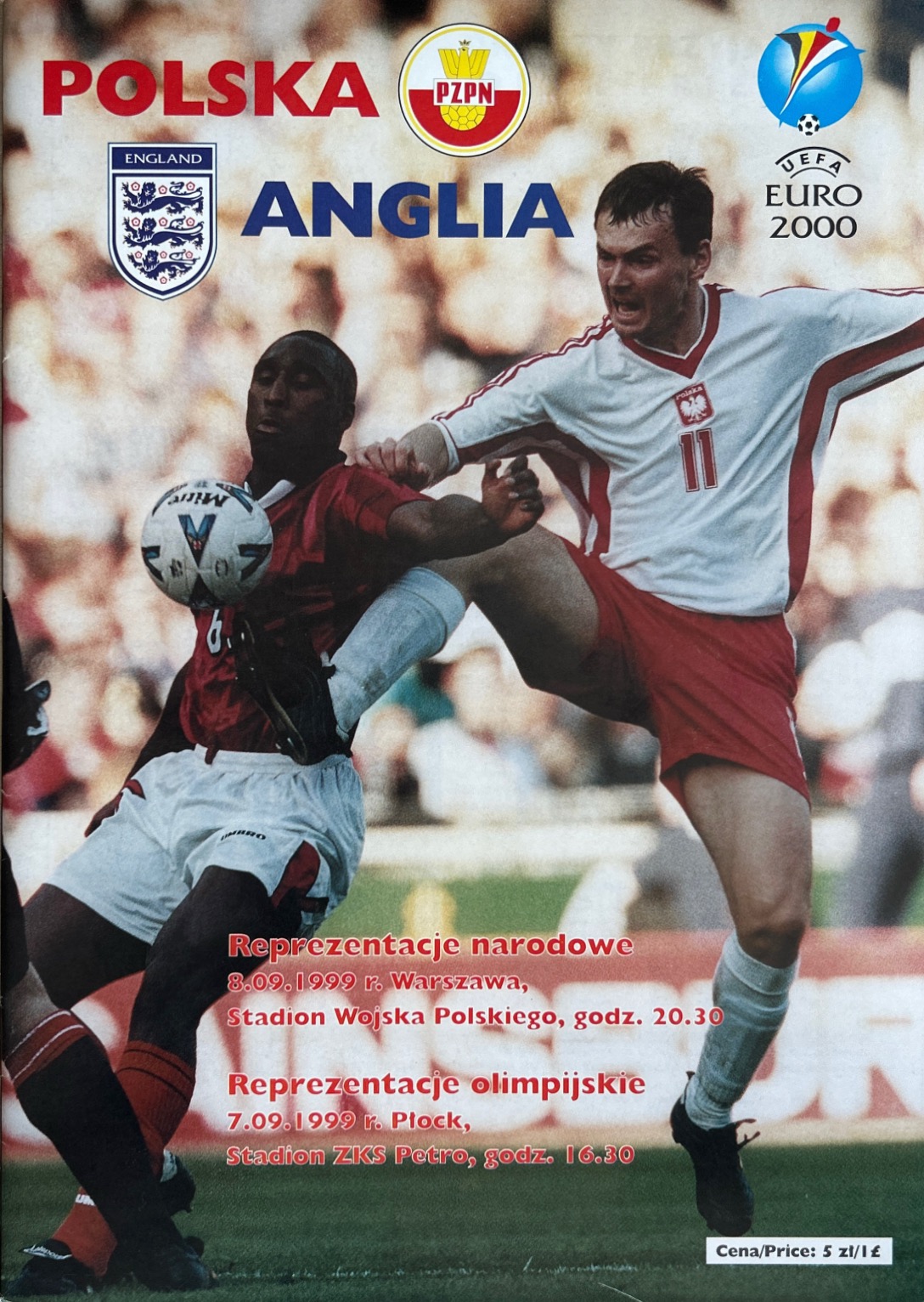 Program meczowy Polska - Anglia 0:0 (08.09.1999)