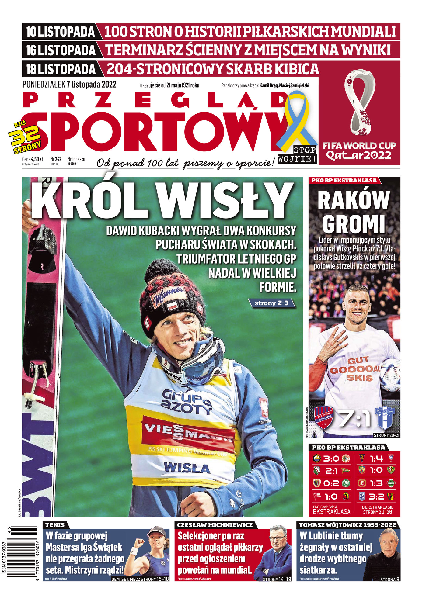 Przegląd Sportowy po meczu Raków Częstochowa - Wisła Płock 7:1 (05.11.2022)