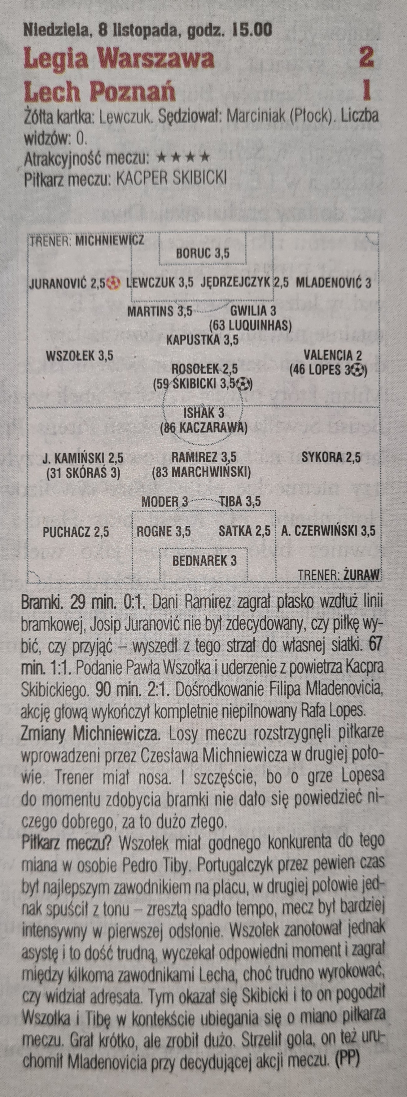 Legia Warszawa - Lech Poznań 2:1, 08.11.2020 Tygodnik Piłka Nożna