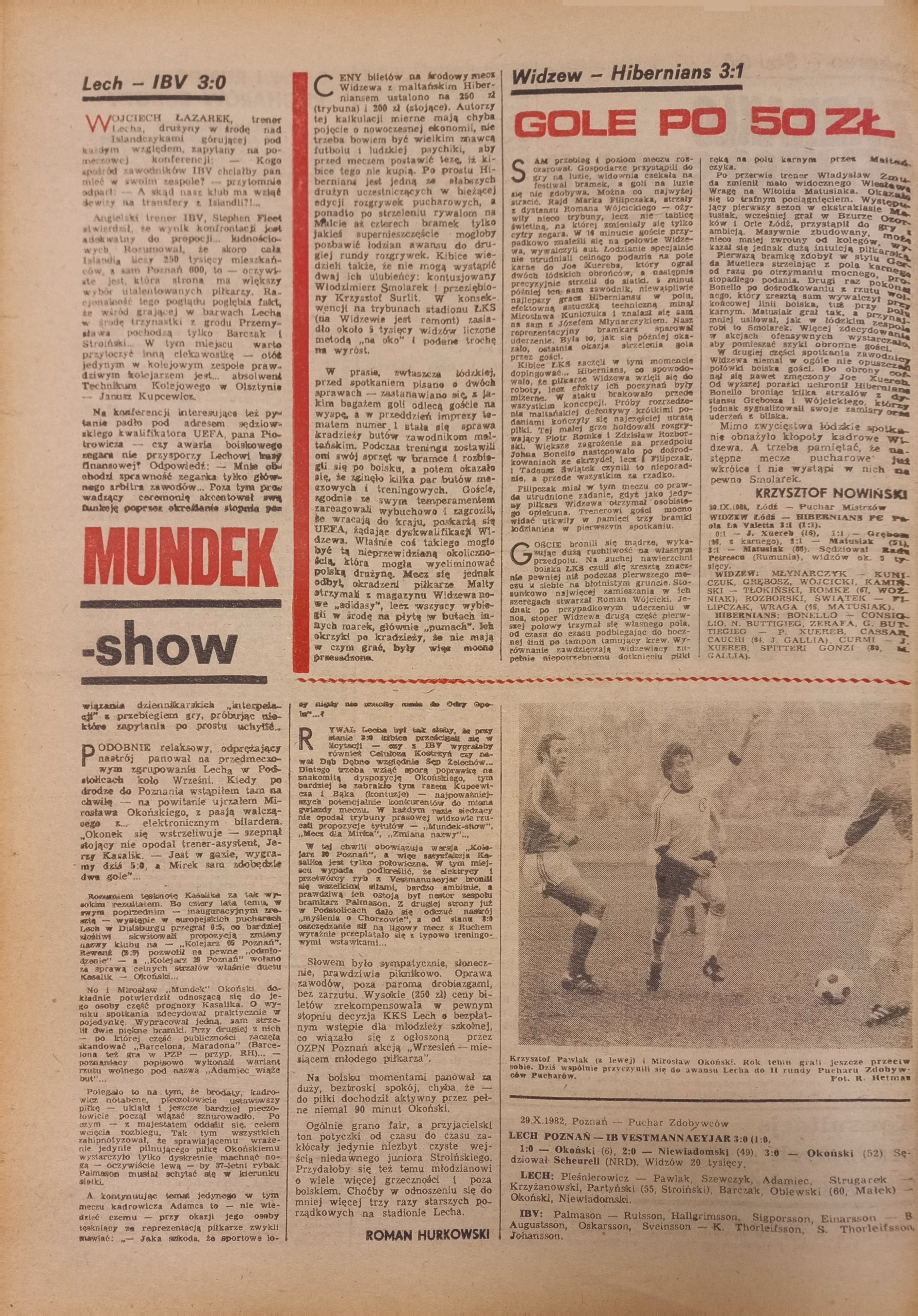 Piłka Nożna po meczu Lech Poznań - ÍBV Vestmannaeyjar 3:0 (29.09.1982)