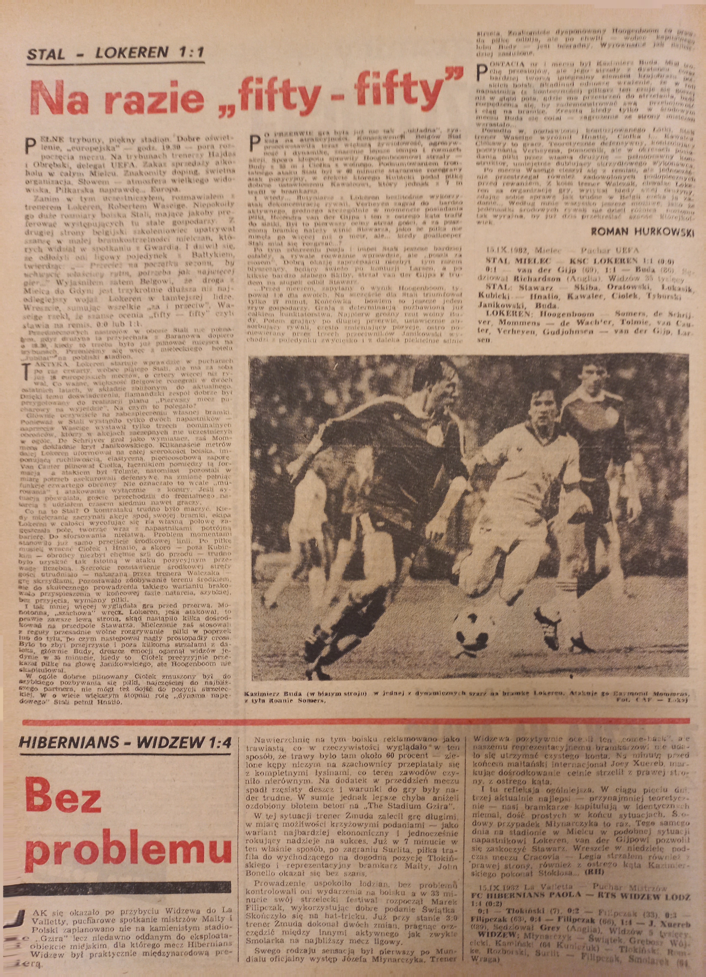 Piłka Nożna po meczu Stal Mielec - KSC Lokeren 1:1 (15.09.1982)