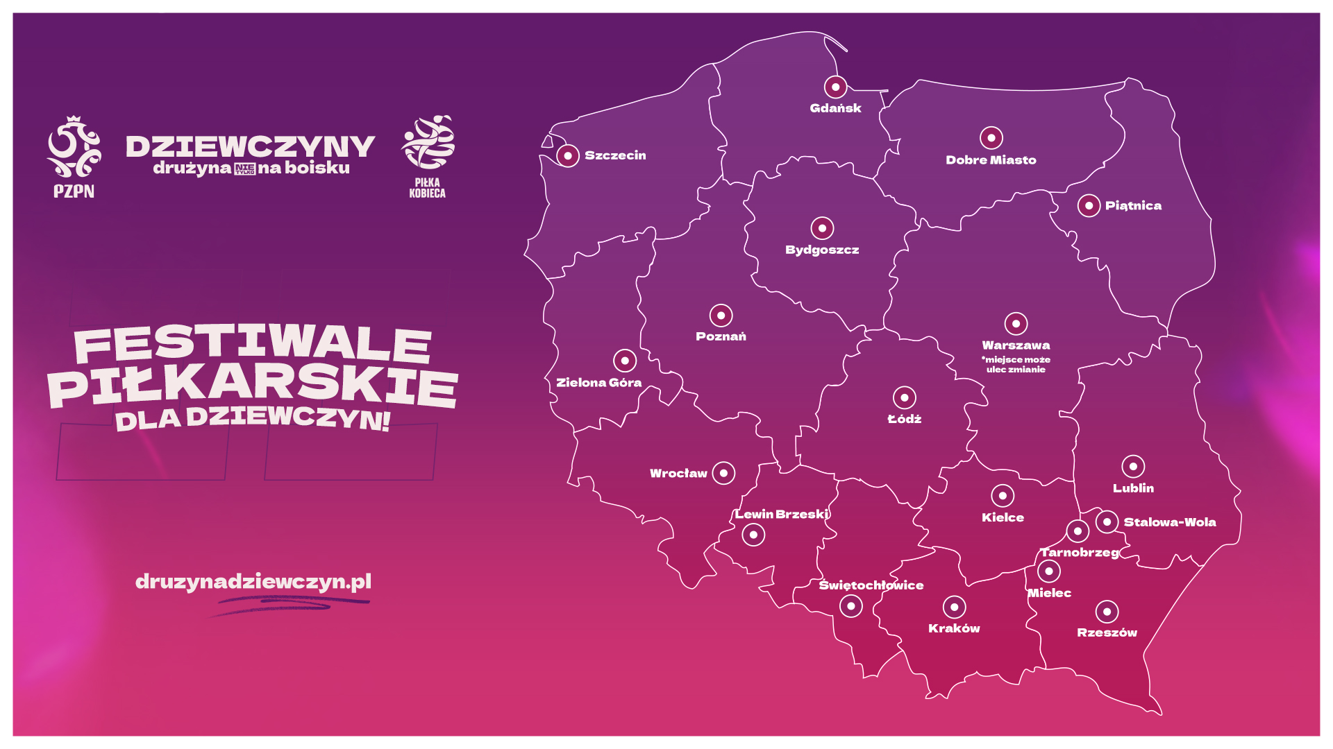 grafika przedstawiająca miejsca festiwali dla dziewczyn 2025