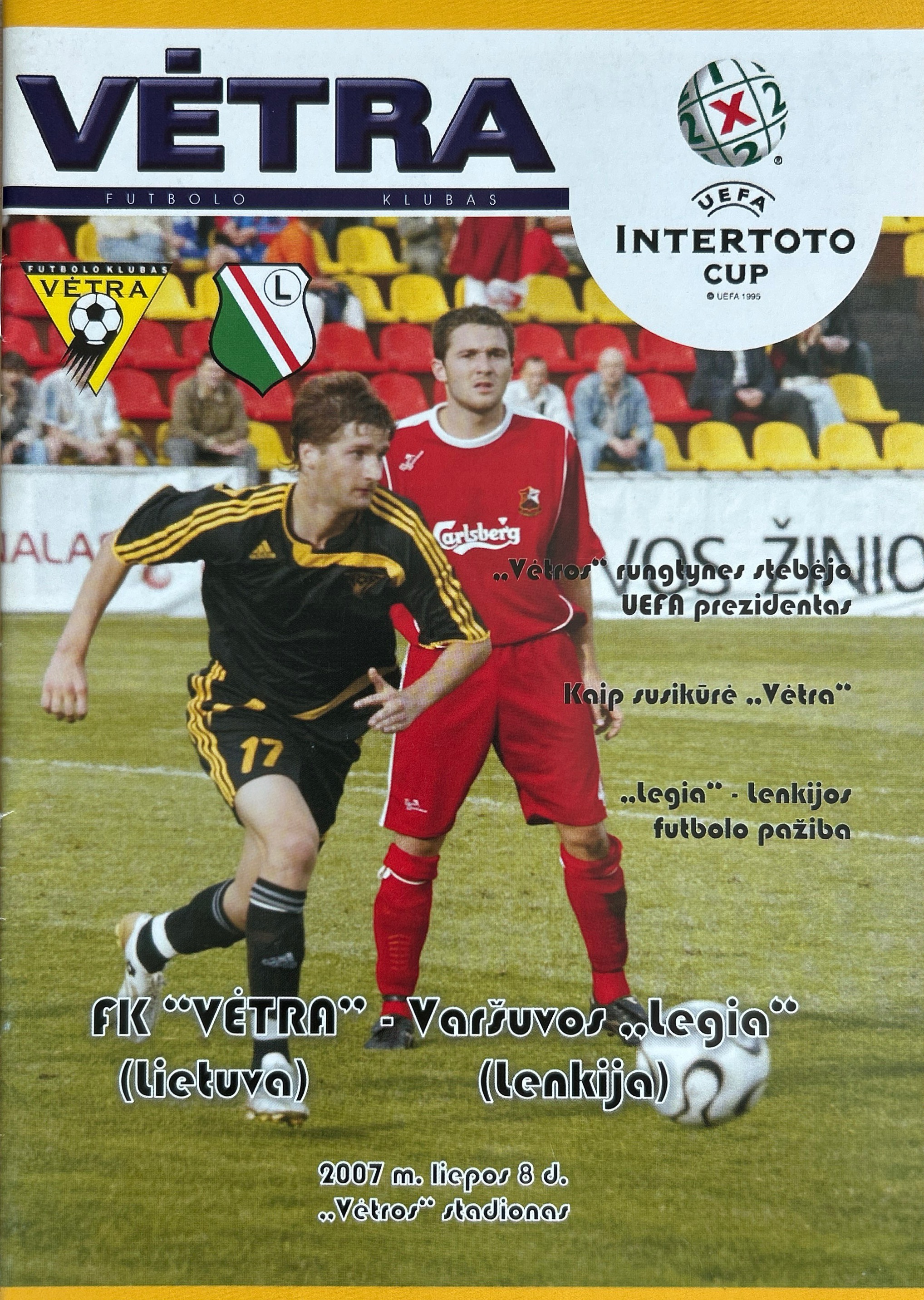 Program meczowy Vėtra Wilno - Legia Warszawa 3:0 wo (08.07.2007)