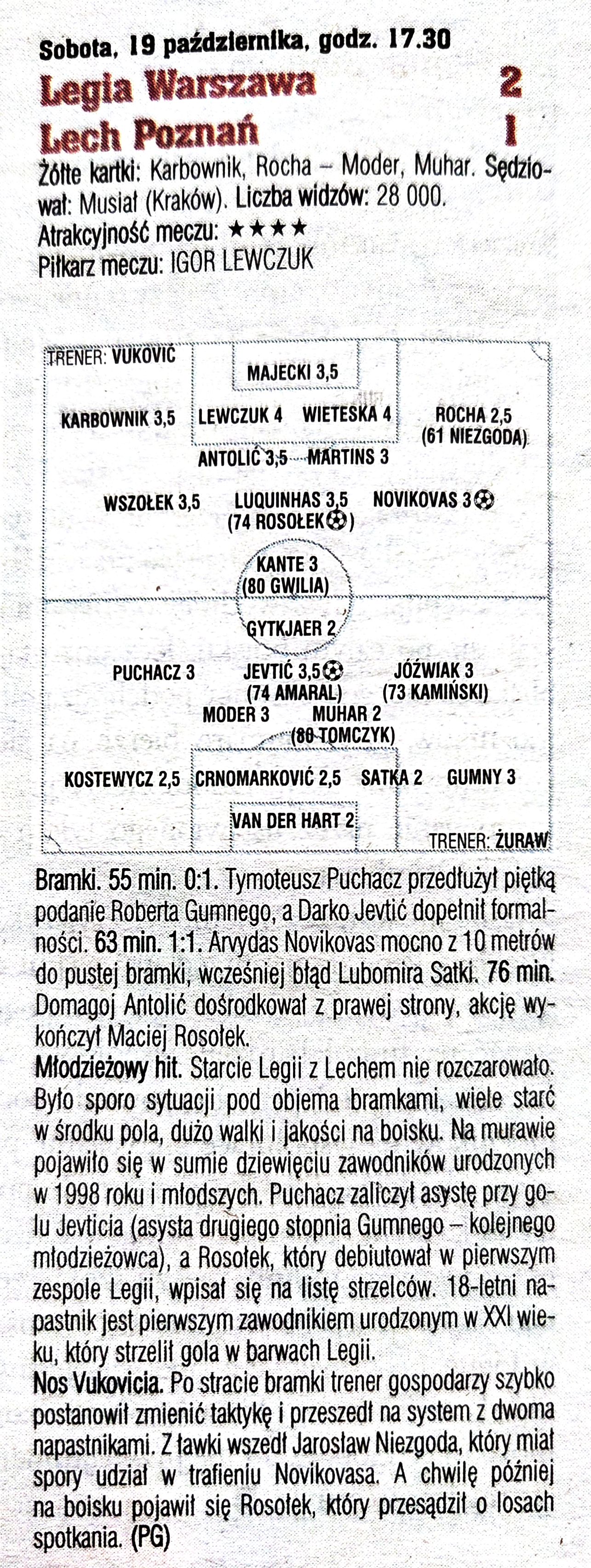 Legia Warszawa - Lech Poznań 2:1, 19.10.2019 Tygodnik Piłka Nożna